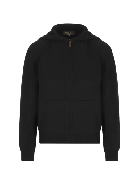 Cardigan Loro Piana cu glugă negru