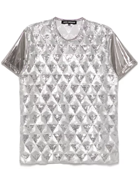 Koszulka Junya Watanabe z cekinami srebrna