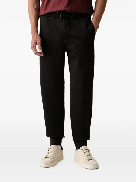 Pantaloni Armani Exchange din jacard alergare cu autograf negru
