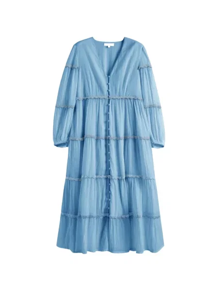 Rochie midi Chinti & Parker cu decolteu în V albastru