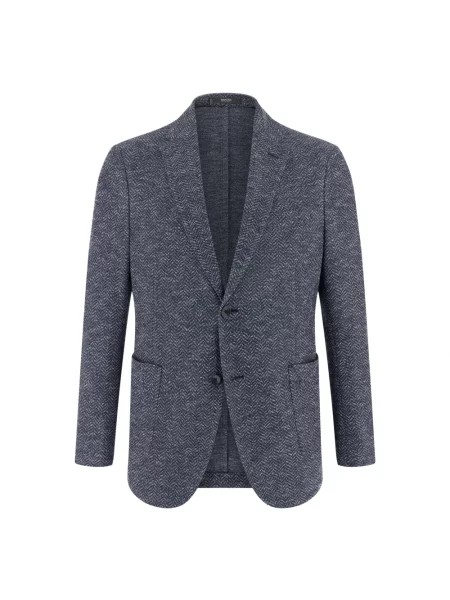 Lniana marynarka Boggi Milano w jodełkę niebieska