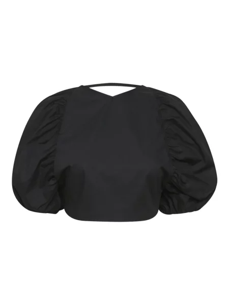 Bluză Gestuz cu șireturi din dantelă negru