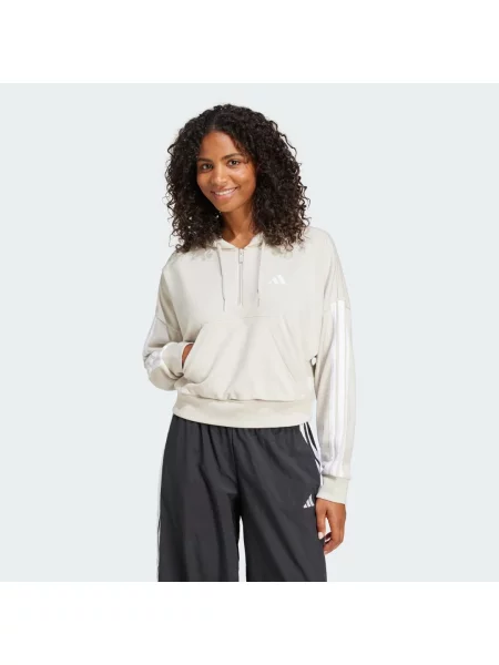 ADIDAS SPORTSWEAR Sportovní mikina Essentials šedobéžová bílá