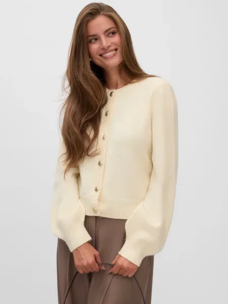 VERO MODA Geacă tricotată VMHAZEL fildeş