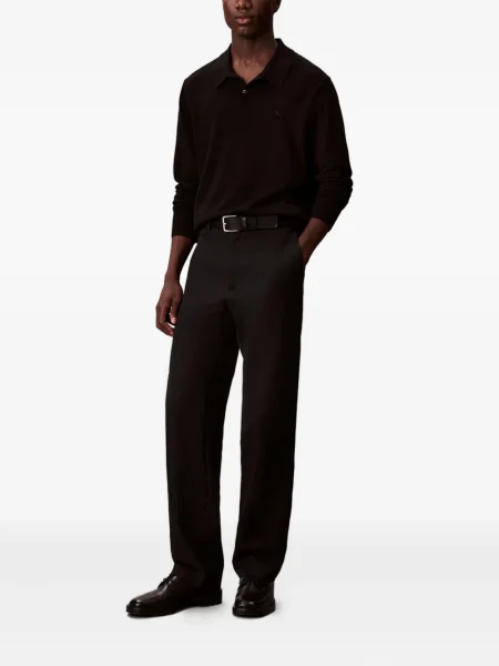 Tricou polo Calvin Klein de lână negru