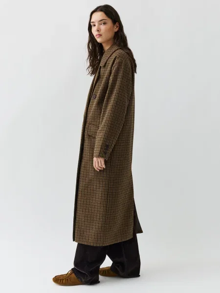 Pull&Bear Palton de primăvară-toamnă maro / maro deschis negru