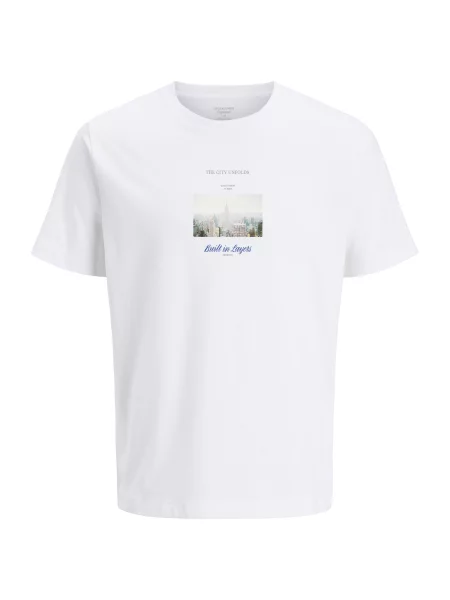 JACK & JONES Tricou JORFREDERIKSBERG albastru / gri deschis alb