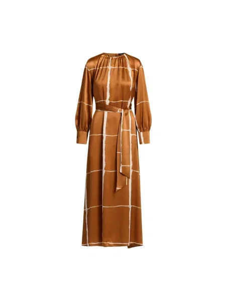 Satynowa sukienka Kiton brązowa