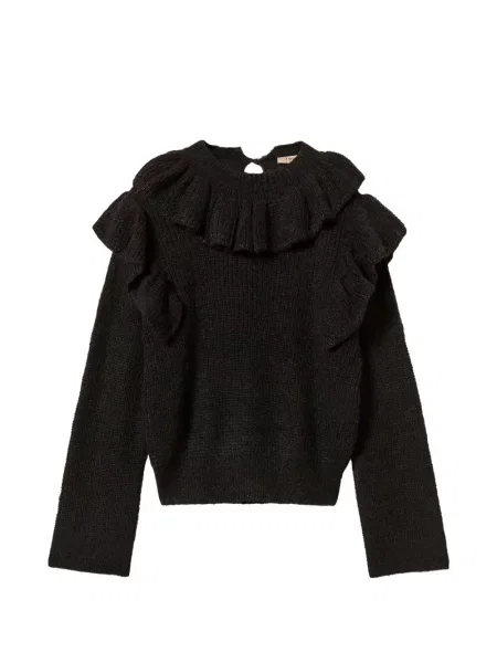 Pulover Twinset cu volane negru