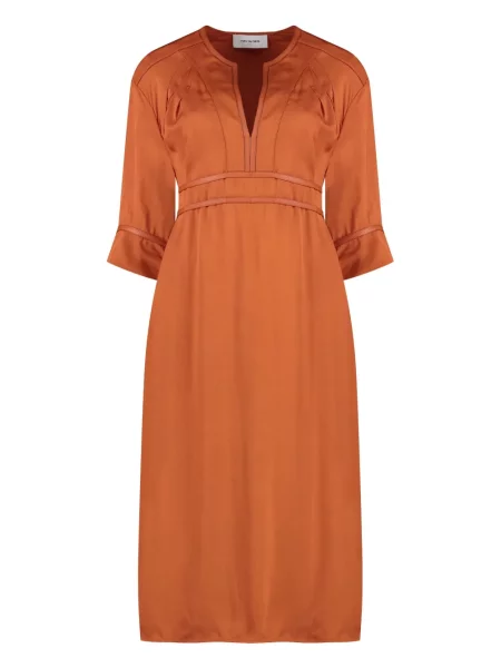 Rochie midi Yves Salomon din crep până la genunchi de costum portocaliu