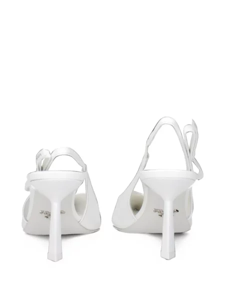Pantofi cu toc Prada cu funde slingback alb
