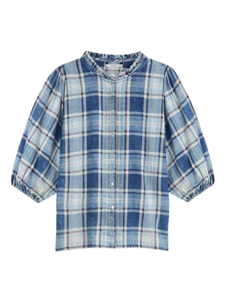 Bluzka Summum Woman w kratkę niebieska