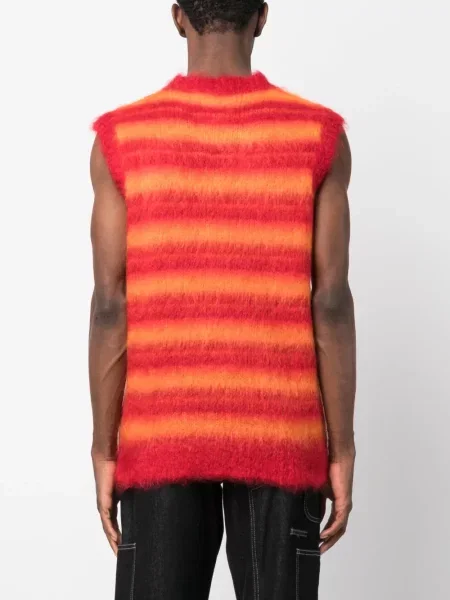 Ριγέ γιλέκο Marni mohair κόκκινο