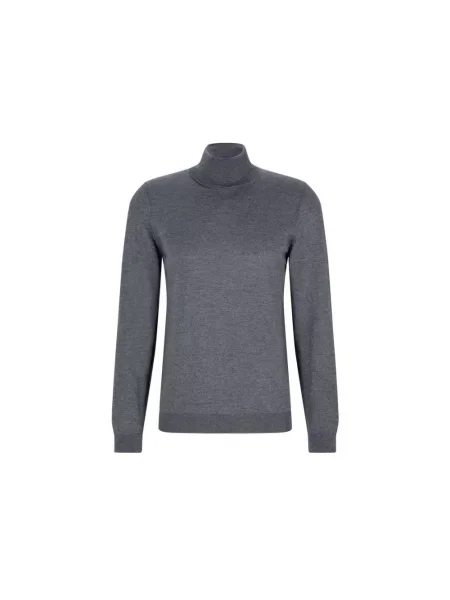 Lniany sweter z golfem Boss Black szary