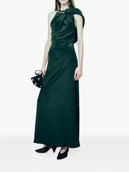 Rochie maxi Altuzarra cu umerii deschiși verde