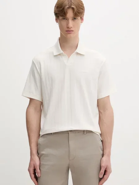 Tricou polo Calvin Klein bej