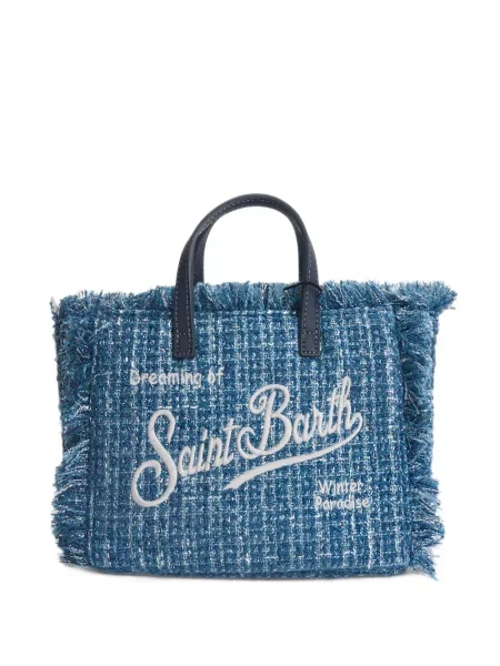 Geantă shopper Mc2 Saint Barth din tweed albastru