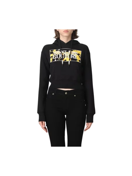 Bluza z kapturem Versace Jeans Couture z perełkami czarna