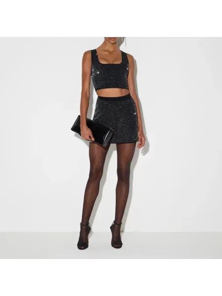 Dzianinowy top Elisabetta Franchi z cekinami czarny