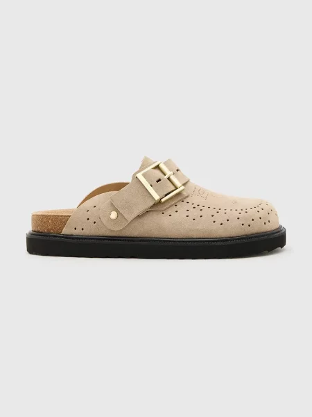 Велурени чехли AllSaints Skye Mule бежово