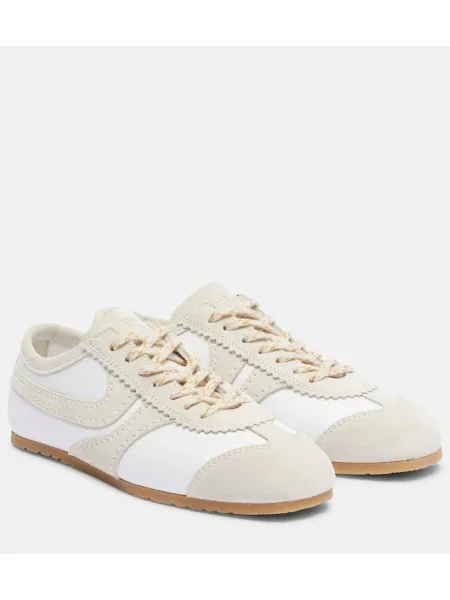 Sneakerși Dries Van Noten din piele de căprioară alb