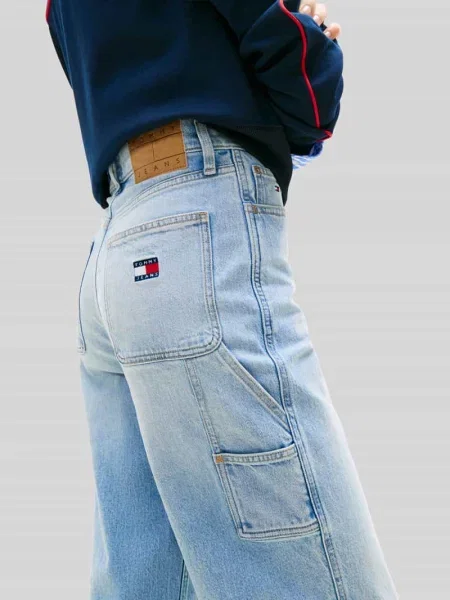 Jeansy Wide & krój loose fit z mieszanka bawełny model CLAIRE' Tommy Jeans niebieskie