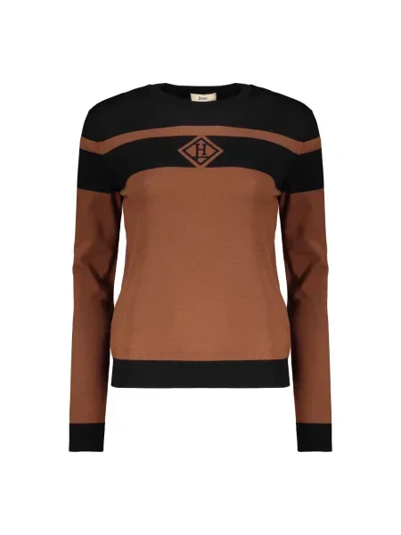 Sweter Herno wełniany w paski z paskiem