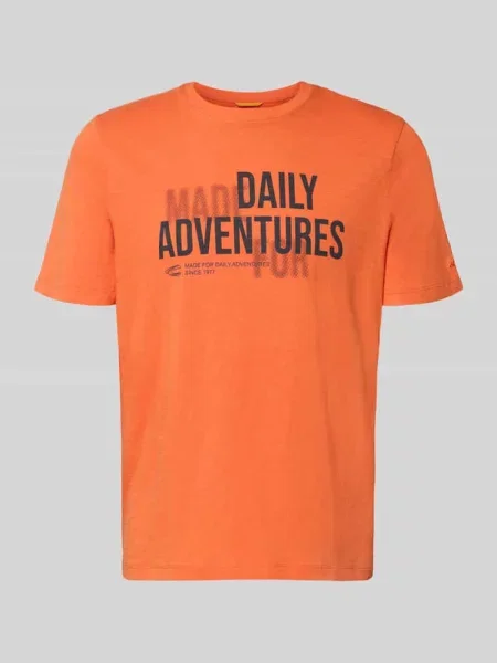 T-shirt o kroju regular fit z czystej bawełny Camel Active pomarańczowa