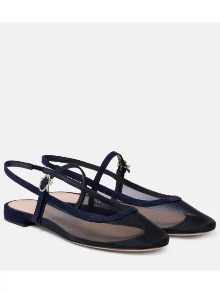 Balerini Gianvito Rossi din piele albastru