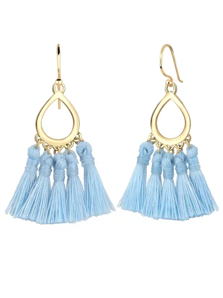 ELLI Uhani Boho svetlo / zlata modra