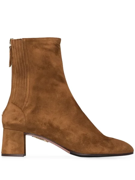 Cizme scurte Aquazzura din piele de căprioară maro