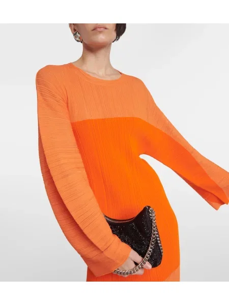 Rochie midi Stella Mccartney tricotate până la genunchi de costum portocaliu
