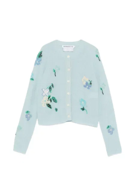 Cardigan Bernadette cu model floral albastru