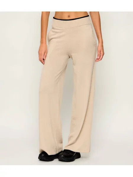 Pinko De lână pantaloni de tricot Siviglia cu adaos de cașmir bej