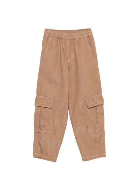 Spodnie cargo dziecięce Emporio Armani brązowe