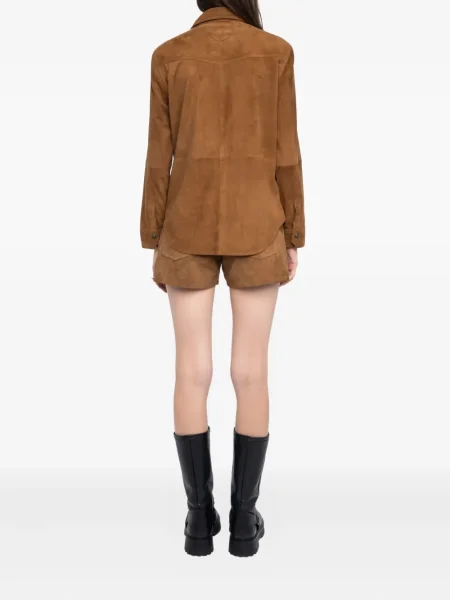 Cămașă Zadig&voltaire din piele de căprioară maro