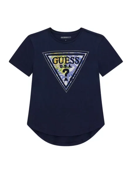 Guess T-Shirt Σκούρο Relaxed Fit μπλε