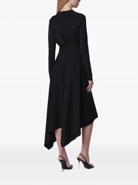 Rochie Victoria Beckham cu volane asimetrică negru