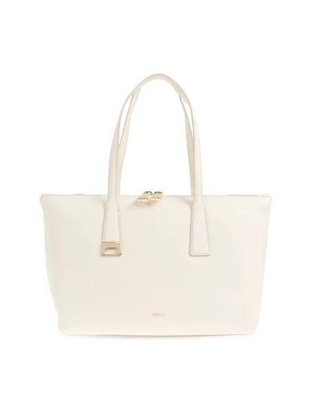 Furla torebka shopper skórzana Olivia M Tote beżowa