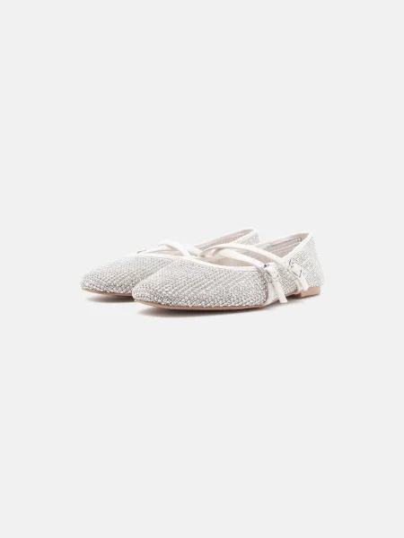 STEVE MADDEN Balerini cu glezna Watchlist crem argintiu