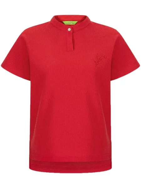 Haftowana koszulka polo Shanghai Tang w kwiatki czerwona