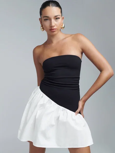 BWLDR Rochie AIMEE negru alb