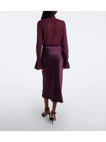 Fustă midi Nina Ricci de mătase violet