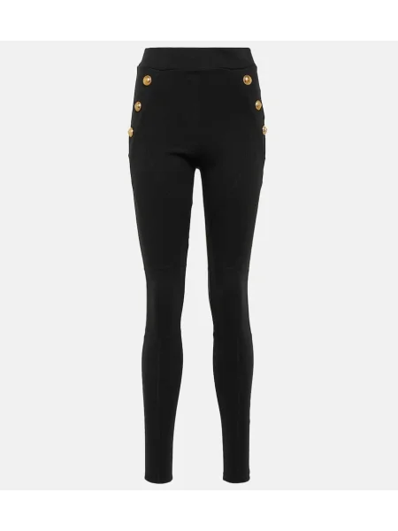Leggings Balmain din jerseu negru