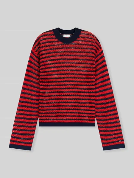 Sweter krój regular fit z mieszanki bawełny Tommy Hilfiger czerwony