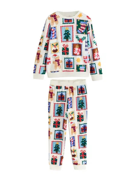 Next Pijamale Family Christmas Matching ecru / albastru deschis / verde închis roșu