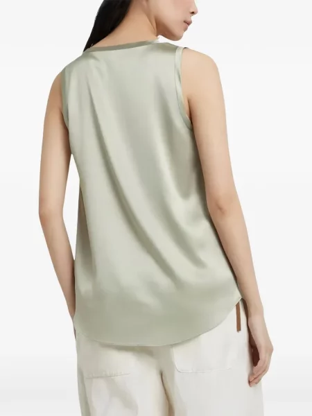 Top Brunello Cucinelli din satin verde