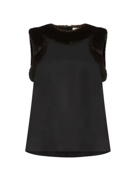 Top Loulou De Saison de mătase negru