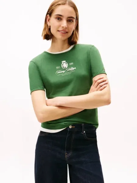 Tommy Hilfiger Tricou VARSITY | Slim Fit verde