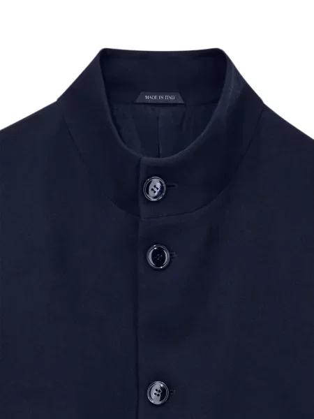 Vilnonis apykaklė švarkas Giorgio Armani mėlyna